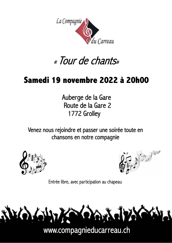 TOUR DE CHANTS par LA COMPAGNIE DU CARREAU le 19 novembre 2022
